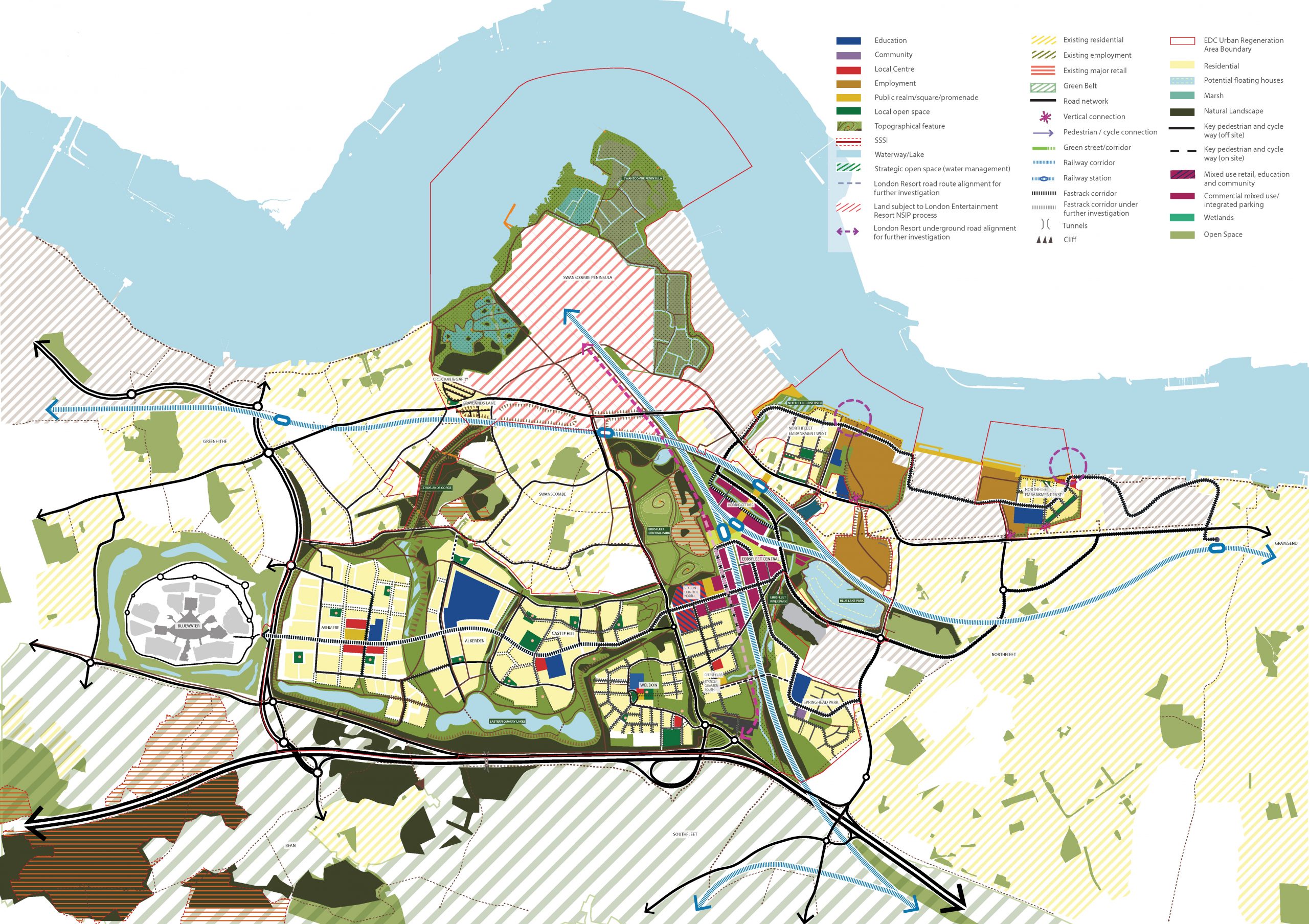map showing the Ebbsfleet Urban Development Area