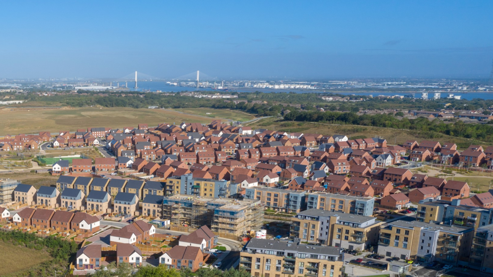 Image of Ebbsfleet housing development with Dartford Crossing in background