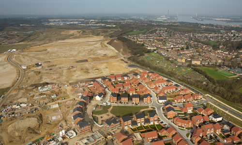Drone footage of housing development in Kent